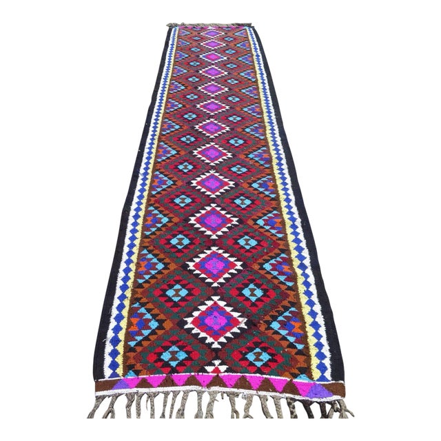 1970's Handmade Turkish Kilim Runner - 36"x130" For Sale