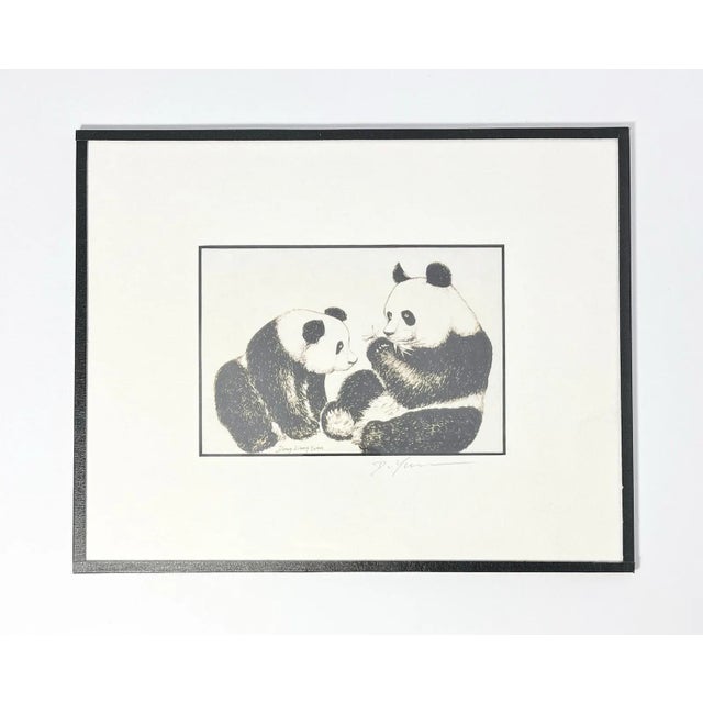 Asian Dong Liang Yuan Set of 4 Framed & Matted Small Signed “Panda” Prints For Sale - Image 3 of 16