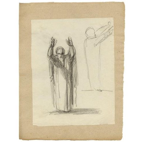 William Lock the Younger, Biblical Figure, Covenant of Abraham, 1780, Charcoal Drawing For Sale - Image 3 of 7