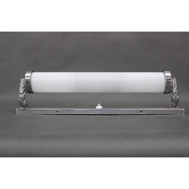 Czechoslovak Art Deco Bauhaus Tubular Chrome Wall Light with Milk Glass Shade, 1930s For Sale - Image 9 of 13