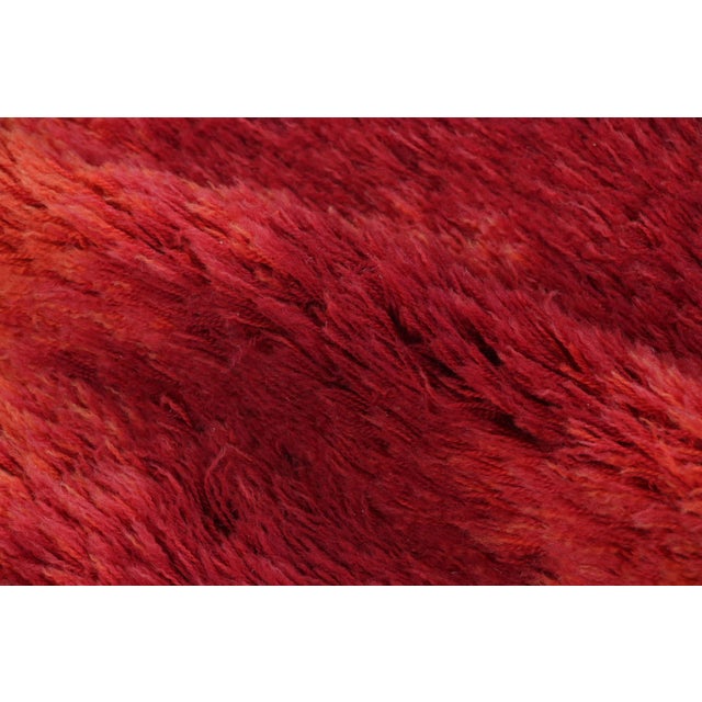 Vintage Swedish Rya Rug, Radiant Orange and Red Star Motif - Rug & Kilim For Sale In New York - Image 6 of 8