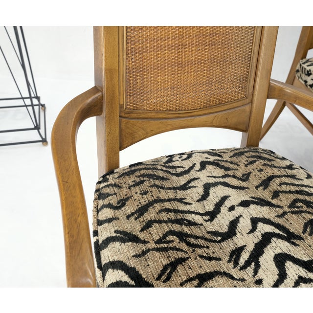 Set of 6 Cane Tall Back Pecan Mid-Century Modern Chairs Mint For Sale - Image 10 of 12