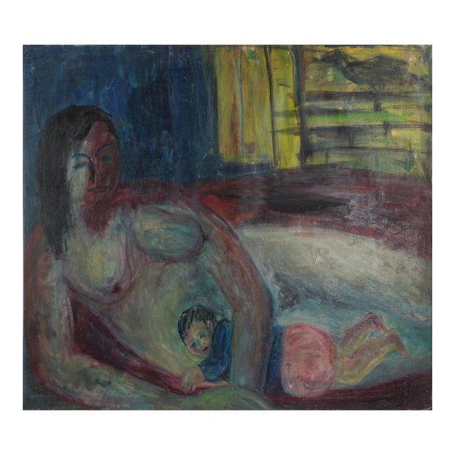 Mid Century Abstract Expressionist Figurative -- Mother and Baby by Honora Berg For Sale