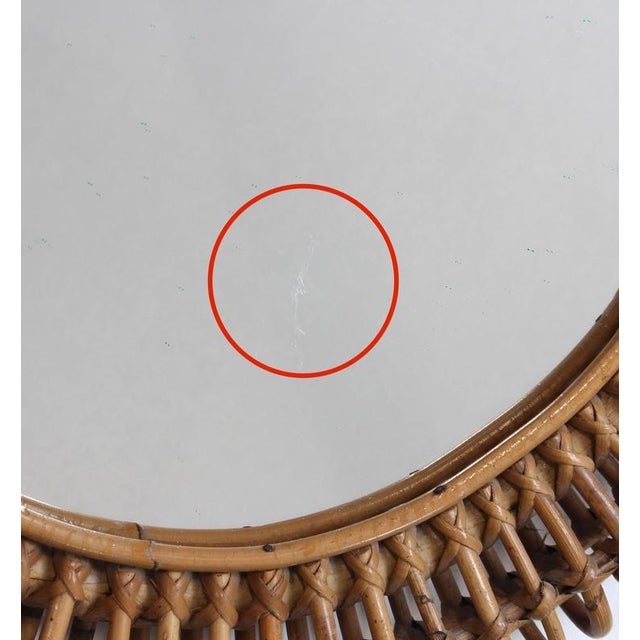 Brown Vintage Italian Rattan Wall Mirror, 1960s For Sale - Image 8 of 11