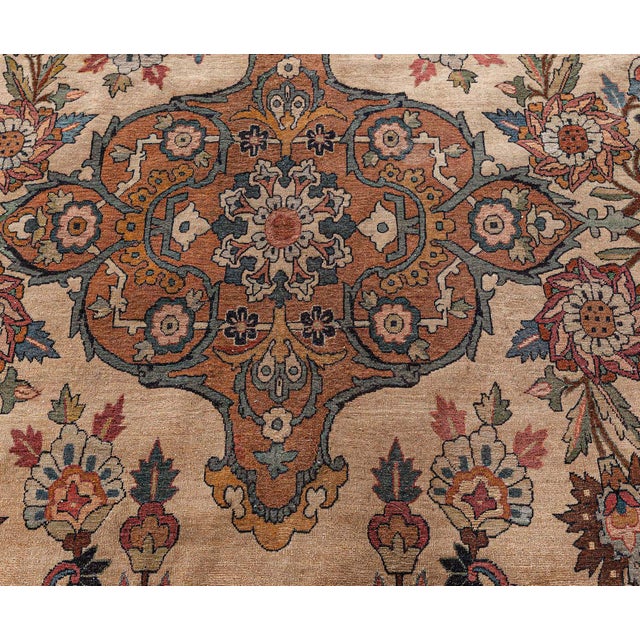 Persian Authentic Vintage Persian Kirman Floral Handmade Wool Rug For Sale - Image 3 of 8