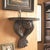 1970s Italian Hand-Carved Dark Wood Wall Bracket Shelf, Old World Scroll Demilune, Made in Italy For Sale - Image 6 of 14
