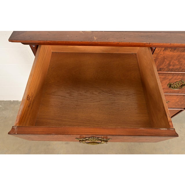 Wood Baker Furniture Georgian Carved Walnut and Burl Wood Seven-Drawer Highboy Dresser, Circa 1960s For Sale - Image 7 of 15