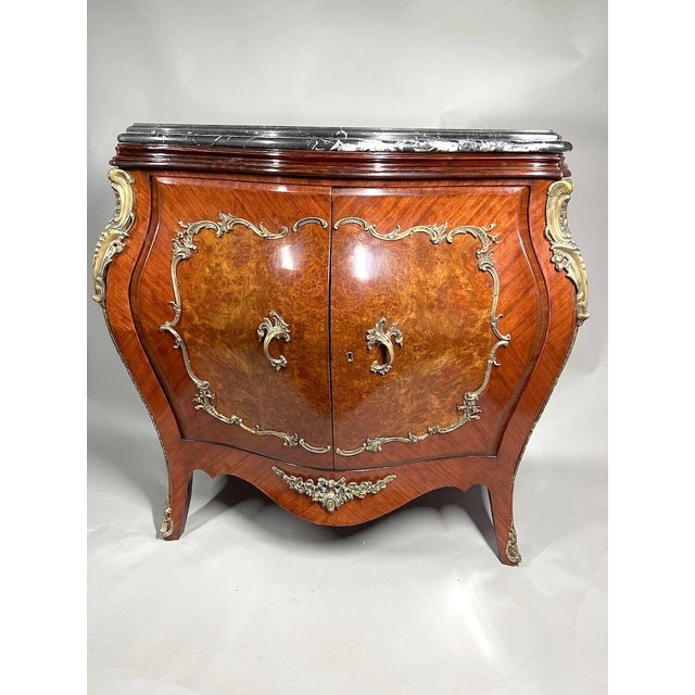 1900s French Louis XVI Mahogany Bronze Marble Commode For Sale - Image 12 of 12