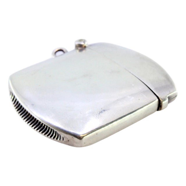 Plain Silver Matchbox with Hanging Ring For Sale