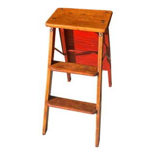 1920s Goodform Step Ladder … Stooladder by Hincher … Rare Hard Maple Stepladder For Sale
