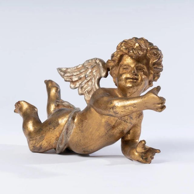 Wood 19th Century Carved Giltwood Cherubs - Pair For Sale - Image 7 of 9