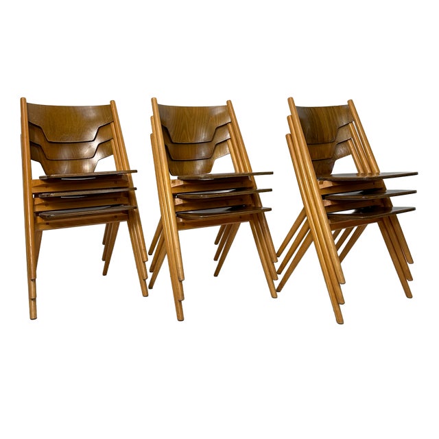Vintage Stackable Plywood Chair from Hiller, Germany, 1950s For Sale