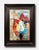 Red Mountain: Multi Colored Red, Blue White Framed Textured Abstract Art on Canvas. Brown Curved Contemporary Clean Frame....