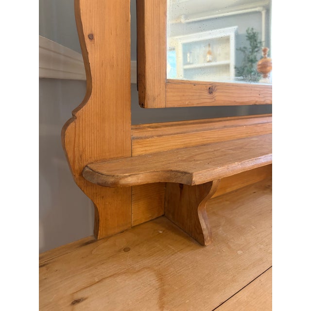 Apricot Antique Scrubbed Pine Dressing Table W/ Mirror For Sale - Image 8 of 10