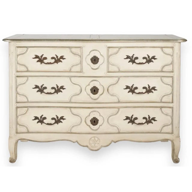French Louis XV Style Ivory Painted Chest / Commode by Baker Furniture Co. For Sale - Image 11 of 11