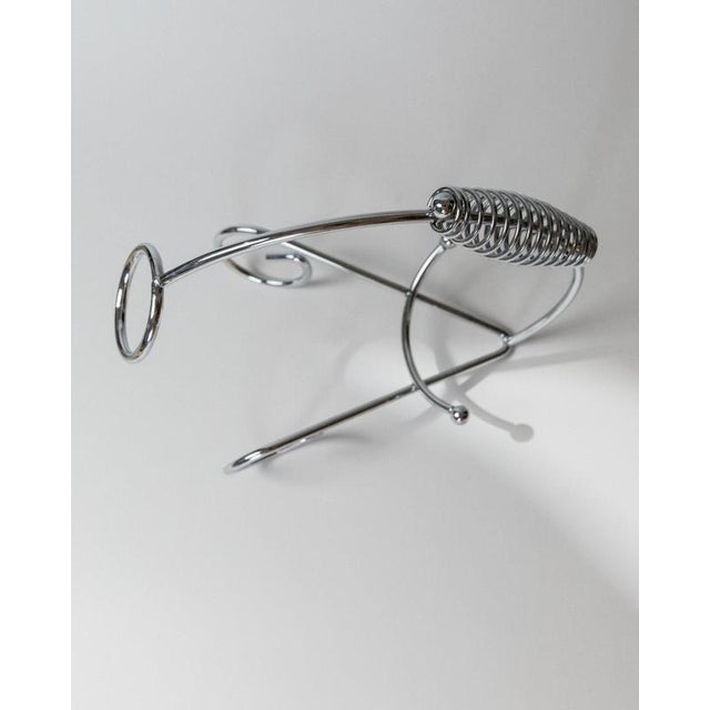 Metal Vintage Bottle Holder in Chrome Metal with Spiral Handle For Sale - Image 7 of 11