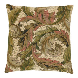Acanthus & Lily Summer Tapestry Cushion With Feather Filler - 55x55cm (22"x22") For Sale