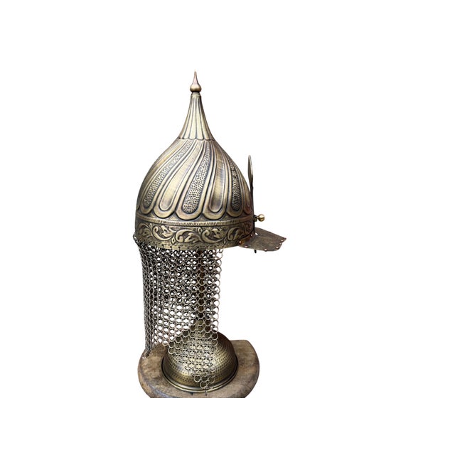 Hand Carved Heavy Brass Fluted Helmet For Sale - Image 10 of 14