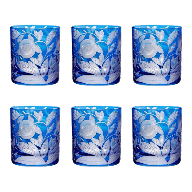 ARTEL Verdure Double Old Fashioned Glasses, Azure - Set of 6 For Sale