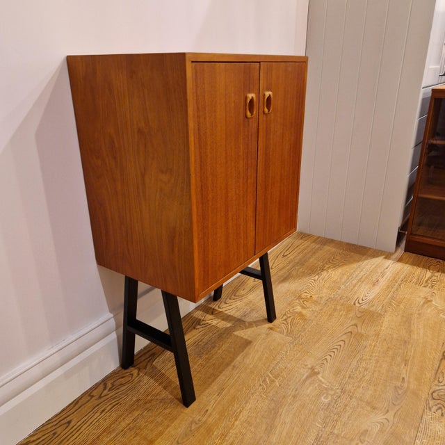 Mid-Century Scandinavian Teak Cabinet on Legs, 1970s For Sale - Image 6 of 9