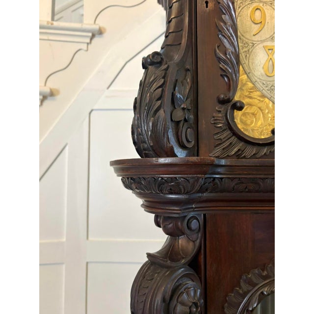 Antique Carved Mahogany 9-Tube Chiming Longcase Clock, 1880 For Sale - Image 16 of 18