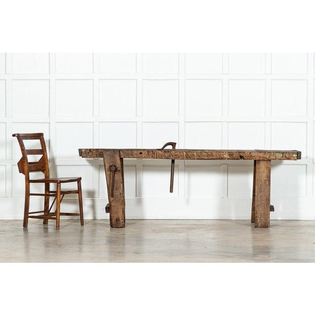 Circa 1890 19thC French Elm Cobblers Bench Console sku 1759 W201 x D51 x H69 cm Weight 75 kg.