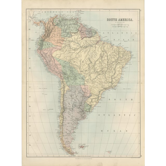 Antique South America Map from Bartholomew, 1884 For Sale - Image 10 of 10