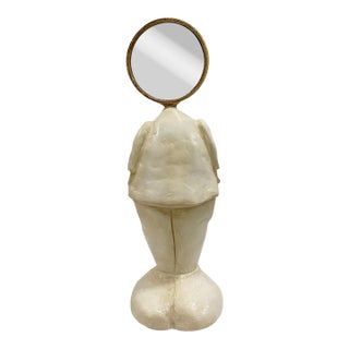 "Now You See Me" Statue, Handcrafted Air-Dried Clay Art Piece For Sale