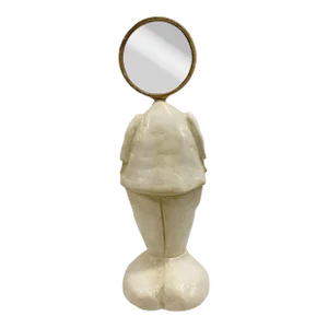 "Now You See Me" Statue, Handcrafted Air-Dried Clay Art Piece