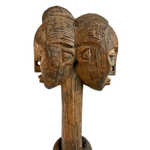 Tribal Vintage Old Baule African Male Female Fertility Figure For Sale - Image 3 of 12
