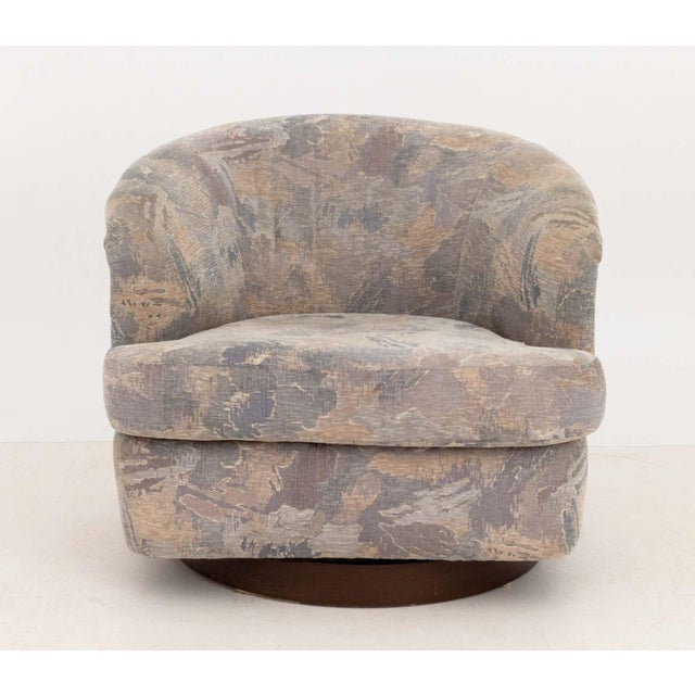 Purple Pair of Milo Baughman Style Barrel Swivel Arm Chairs For Sale - Image 8 of 11
