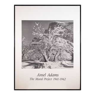 Vintage 1941-42 Ansel Adams The Mural Project Snow Covered Apple Orchard Poster For Sale