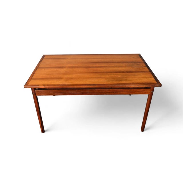 Mid 20th Century Mid 20th Century Grained Brazilian Rosewood Dining Table With Stored Leaves For Sale - Image 5 of 10