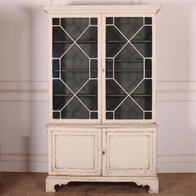 English Painted Glazed Bookcase in Oak, 1700s For Sale - Image 10 of 10