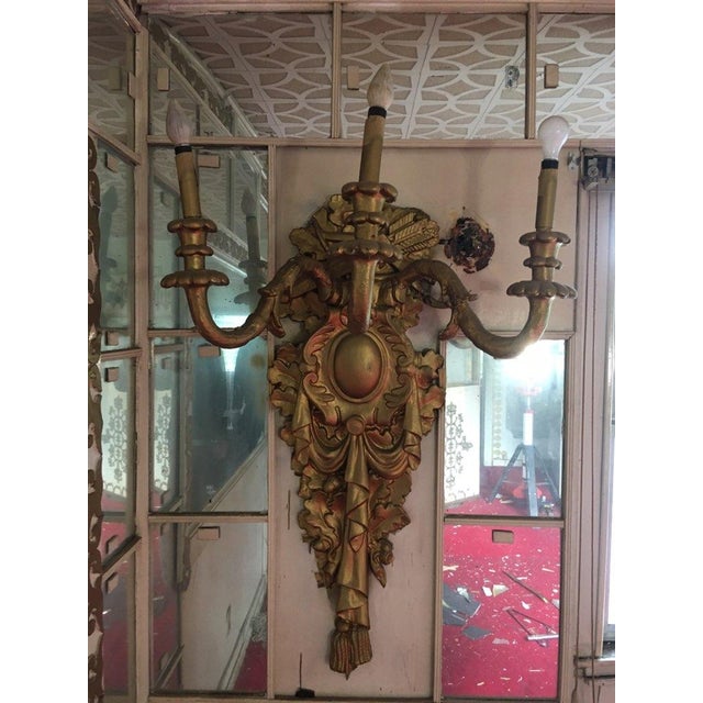 Brass Antique Oversized Neoclassical Style Wall Sconces - Pair For Sale - Image 8 of 10
