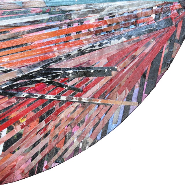 Phoenix Rising - Original Round Contemporary Luxury Gucci Shopping Bags Collage Mixed Media Wall Art For Sale - Image 4 of 9
