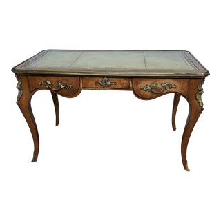 Antique French Leather Top Desk With Bronze Mounts For Sale