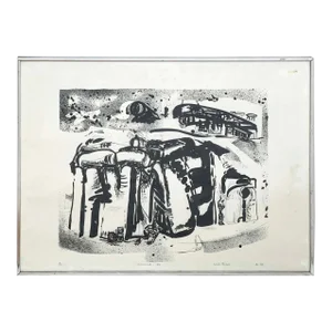 Ann Cole Phillips Stonehenge VI (1975) Lithograph Signed Art Framed