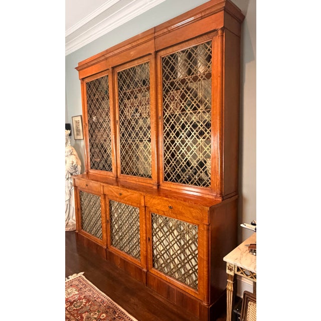 Wood Austrian Biedermeier Figured Maple & Brass-Grille Bookcase, Circa 1840 For Sale - Image 7 of 10