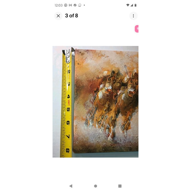M. Harold Artist-Signed Abstract Horse Racing Canvas Painting 10" X 8" (P0071b4) For Sale - Image 10 of 10