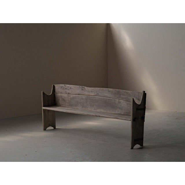 Rustic Wood Farm Bench, France, 1800s For Sale - Image 15 of 17