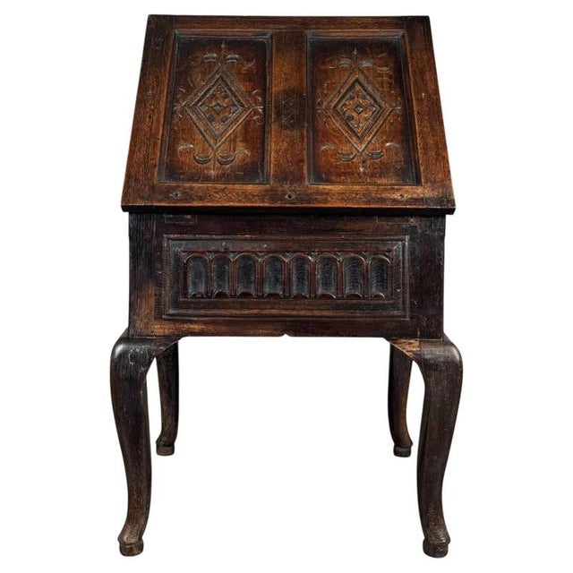 18th Century Oak Box on Stand with Carved Panelled Front, 1790 For Sale - Image 14 of 14