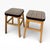 This pair of mid century stools offers vintage oak stools crafted with solid oak frames and original tweed upholstered...
