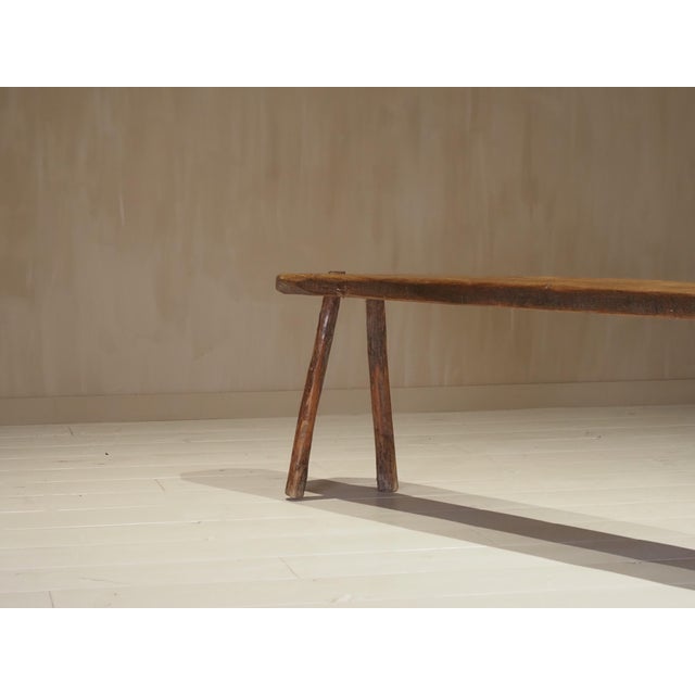 Vintage Rustic Wooden Bench, 1920s For Sale - Image 3 of 9