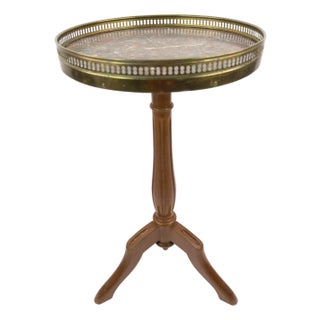 French Vintage Gueridon Side Table With Marble Top For Sale