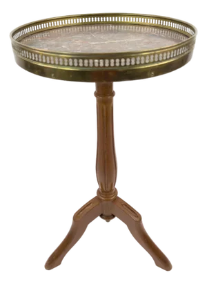 French Vintage Gueridon Side Table With Marble Top