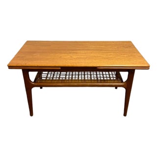 Danish Teak Mid Century Modern Extendable Coffee Table Trioh Mobler 1960s Faux Tile For Sale