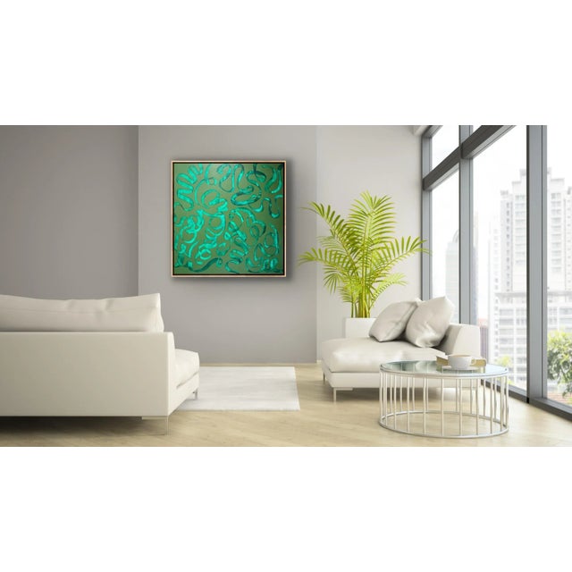 Green Original Abstract Painting Titled “Voir Vert” For Sale - Image 8 of 10