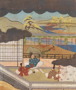 Kano School Landscape With Figures, C. 1880, Japanese Painting