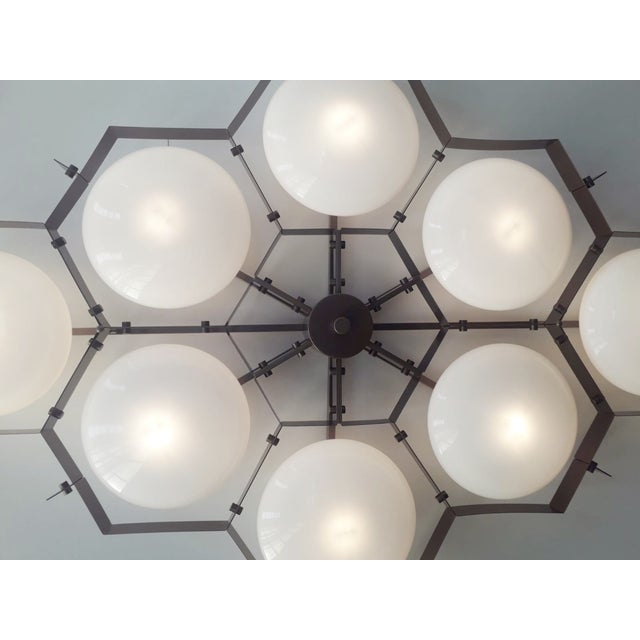 Metal 21st Century Beehive Bronze Glossy White Murano Flush Mount by Fabio LTD For Sale - Image 7 of 7